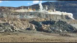 Blasting in limestone Quarry