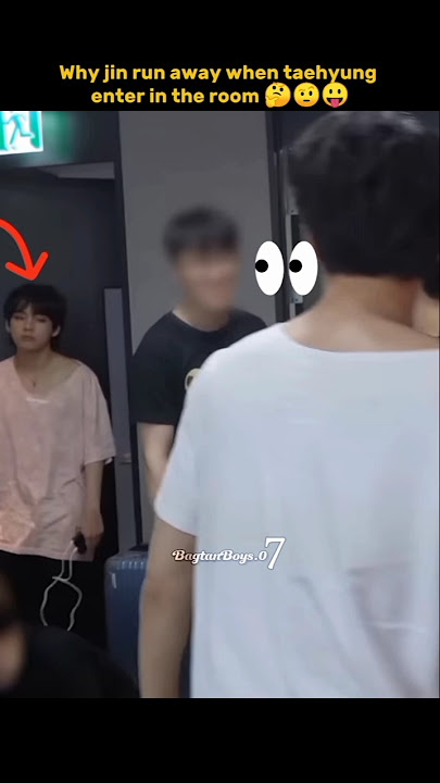 Why jin run away when taehyung enter in the room #bts #taehyung #jin