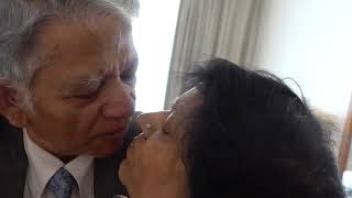 Old Couple Kiss And Relaxed