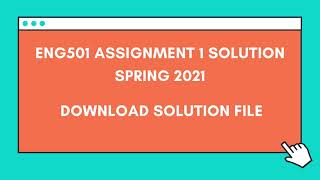ENG501 Assignment 1 solution Spring 2021