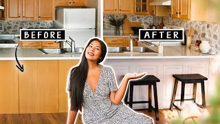 Extreme DIY Kitchen Island Makeover (Renter Friendly)