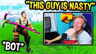 TFUE gives NOOB his FIRST EVER WIN after trolling him for 5 mins... (Fortnite Funny Moments)