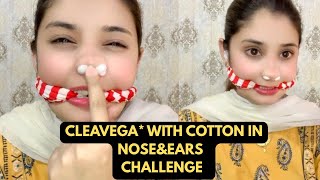 Cotton In Nose&Ears With Cleavega* Challenge | #challenge #aqsaadilofficial #support #fun 