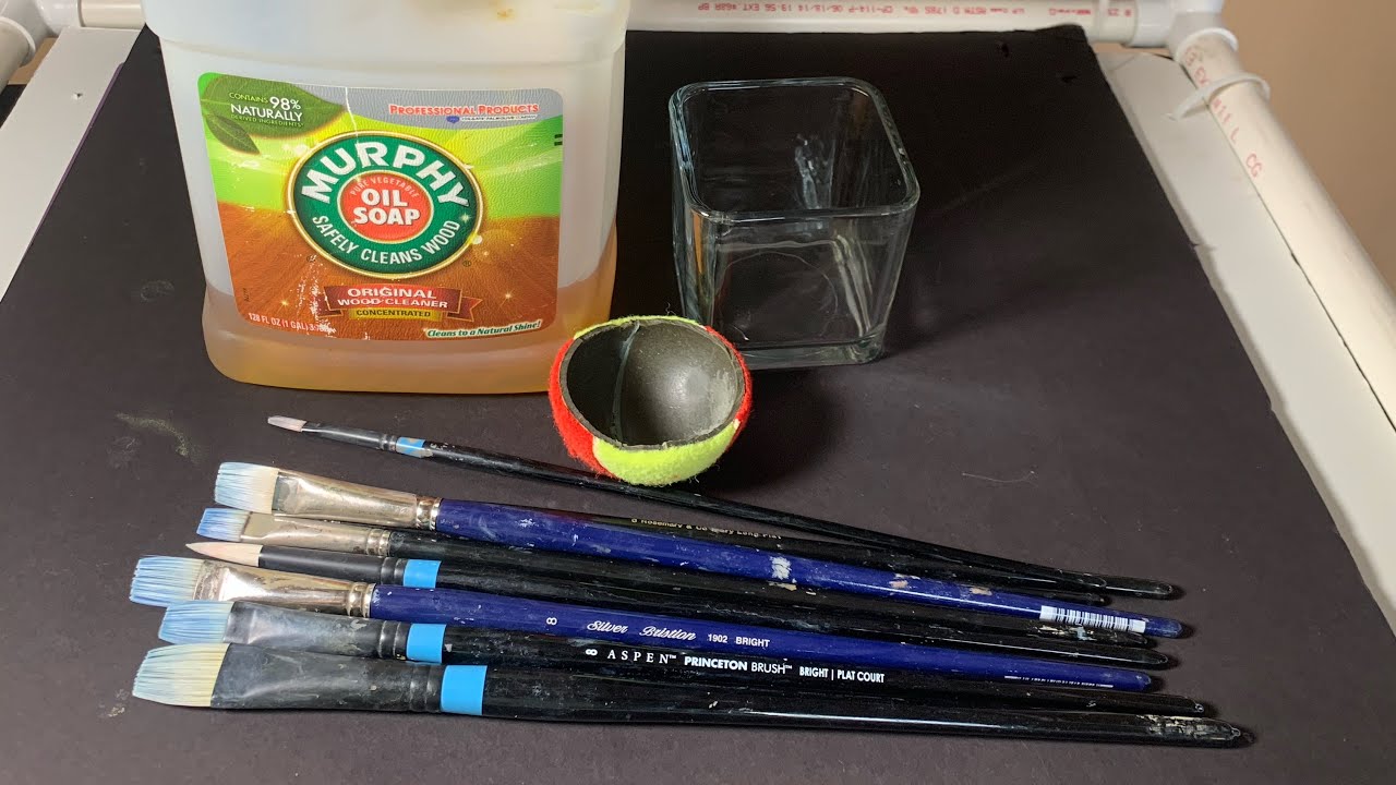 How to clean brushes after painting with oils. YouTube