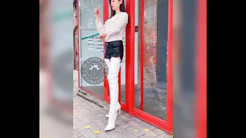 Amazing latest leather thigh high long boots outfits#2022