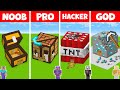 Minecraft ONE BLOCK HOUSE BUILD CHALLENGE : NOOB vs PRO vs HACKER vs GOD / Animation