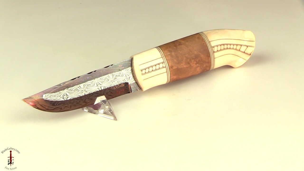 Mosaic Damascus Sami Style Half Horn Hunter