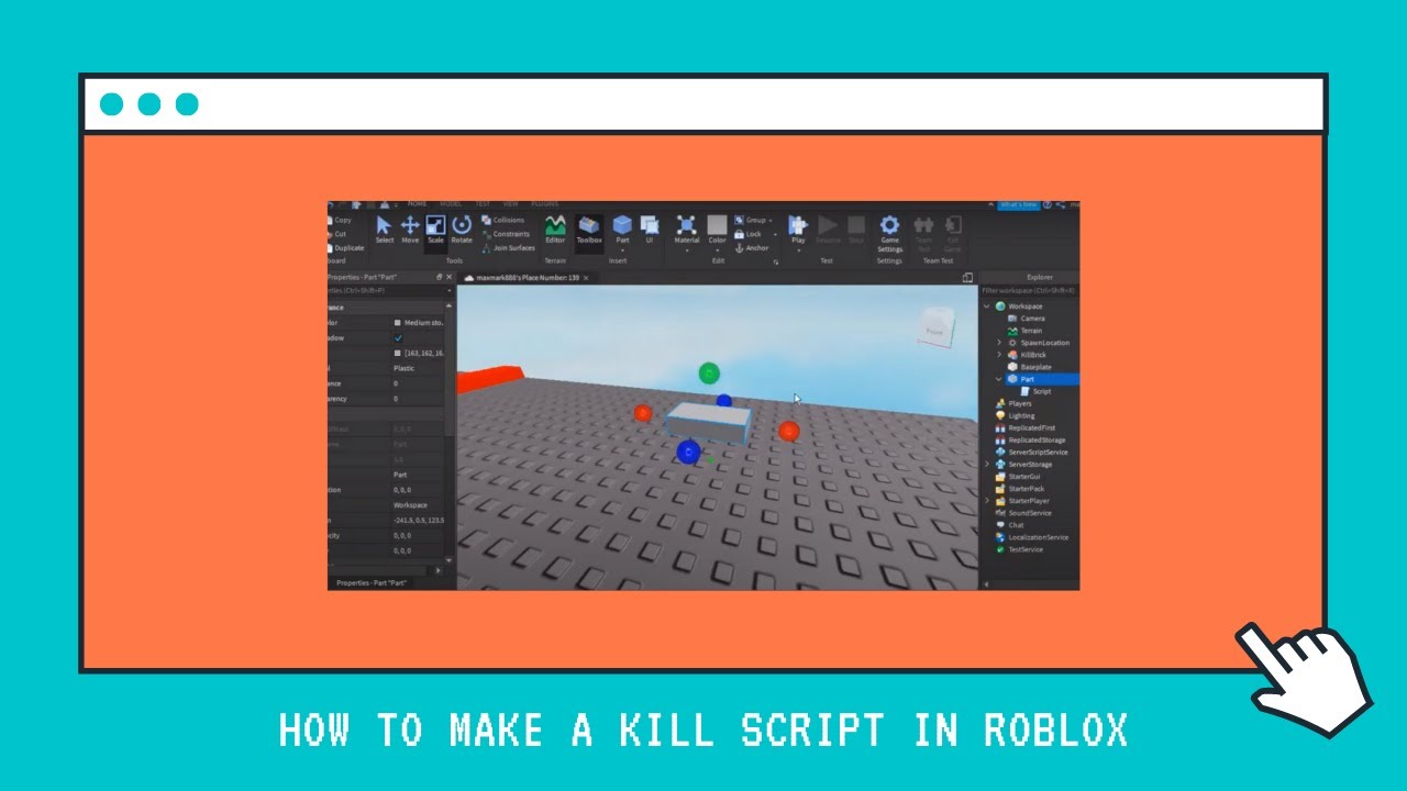 How To Script A Kill Brick In Roblox Studio Studio Basics 2 Youtube - kill script in roblox