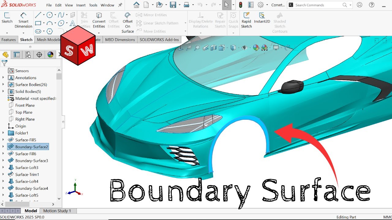 How to Use Boundary Surface Tool Solidworks Tutorial - YouTube