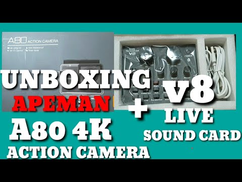 UNBOXING APEMAN A80 4K ACTION CAM   V8 SOUND CARD