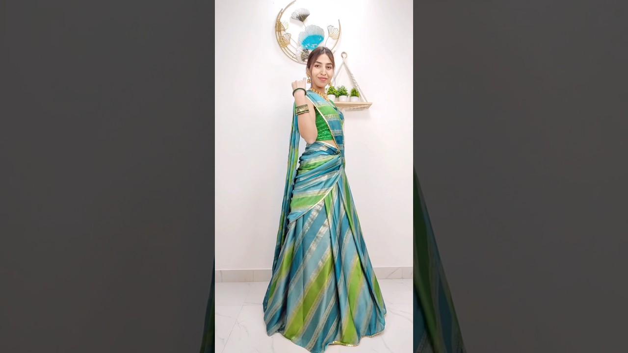 Beautiful Lehariya Saree Draping in Half Lehenga Style|#sareedraping #drapingsaree #saree