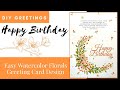 DIY Greetings Tutorial | Easy handmade Watercolour Birthday Greeting card Tutorial for beginners