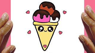 Como Desenhar Um Sorvete Fofo Kawaii Fácil - Po A Po