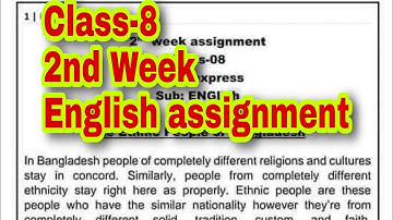 Class-8 English Assignment 2nd Week | English Assignment class eight