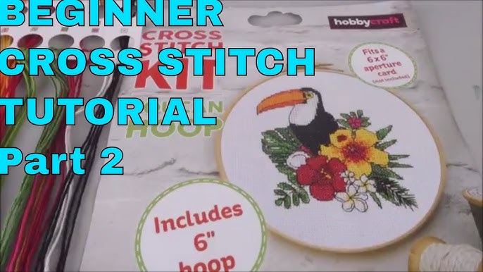 Kraftex Cross Stitch Kits: Stamped Cross Stitch Kits for Beginners. [2  Embroidery Hoop] Simple and Easy Beginner Cross Stitch Kits for Adults and