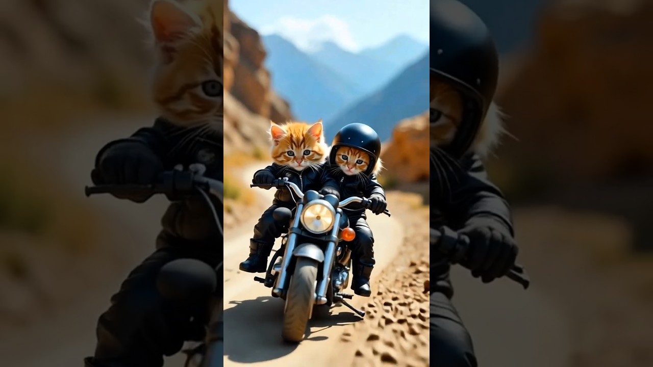 kittens know how to ride bike🤣 
