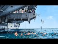 Why US Navy Sailors Risk Their Lives to Jump Off an Aircraft Carrier in Middle of the Sea