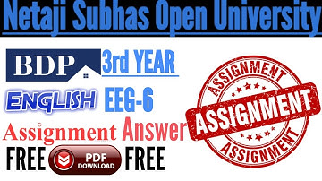 NSOU EEG-6 BDP 3rd Year Assignment Answer // ffre assignment answerEEG-6