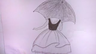 umbrella sketch step draw pencil drawing
