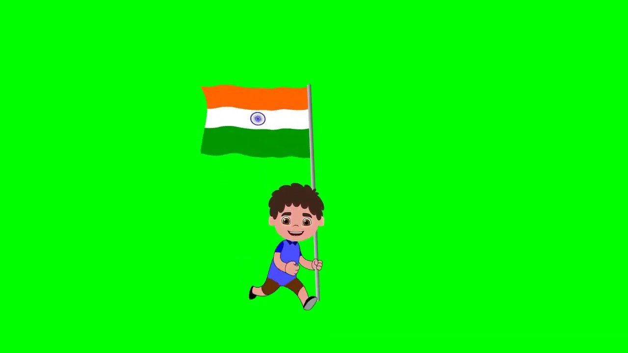 Indian Flag with kids animation तिरंगा cartoon animation National Flag  Brijesh Green Effect - YouTube