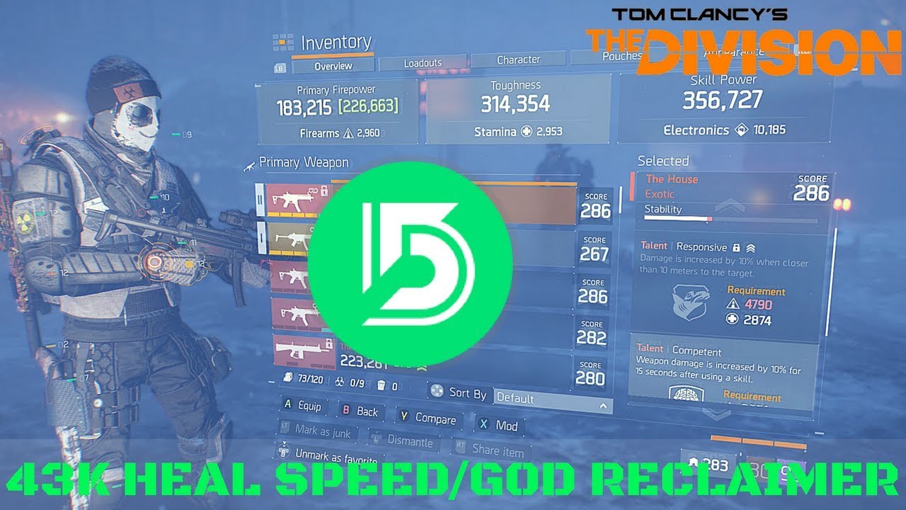 The Division l 1.8.2 l 43K HEALING PER SEC "GOD RECLAIMER" BEST PRED COUNTER!!!!!!!
