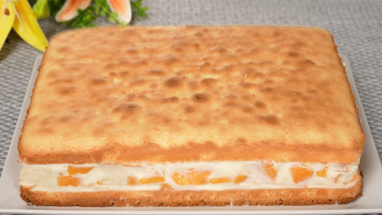 Торт за 15 минут! Знаменитый французский персиковый пирог, который тает во рту!