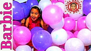 BARBIE Videos Super Giant Balloon Surprise Worlds Biggest Ever Barbie Glam Camper Surprise Elsa Anna