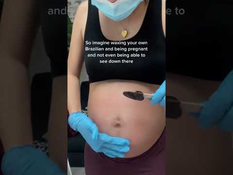 Wax my belly with me at 8 months pregnant #waxingvideo #pregnant