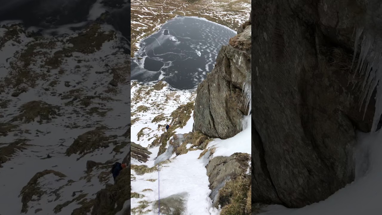 Helvellyn Wall and Ramp variation ice fall. Red Tarn Face.