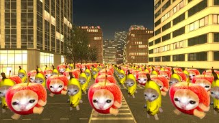 Happy Banana Cat & Apple Cat Gmod Nextbots Chasing Me in Golden City - I'm Trying To Escape!