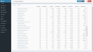 ERP Inventory balance report