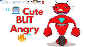 How to Draw a Cute Angry Robot in MS Paint | Easy Digital Drawing Tutorial