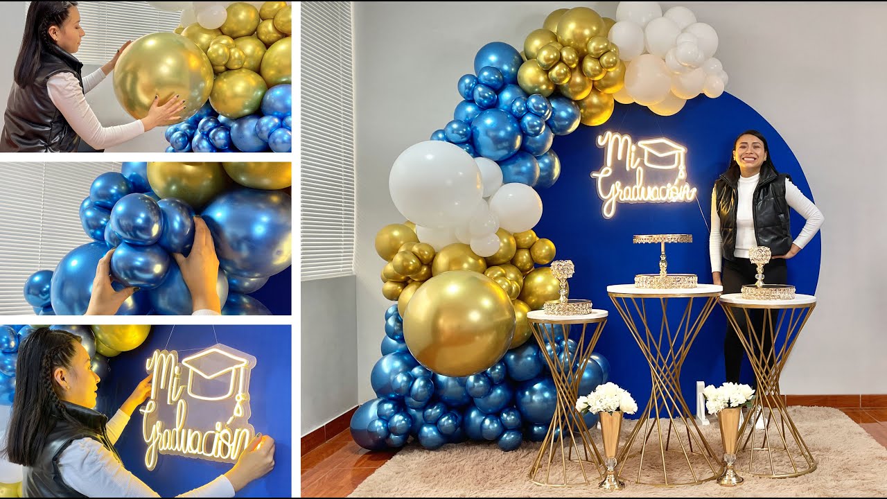 ¿Qué materiales necesito para hacer un arco de globos para decorar una fiesta de graduación?