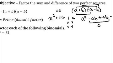Factoring the Sum and Diffence of Two Perfect Squares - 6.5