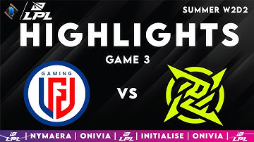 LGD vs NIP Highlights Game 3 LPL Summer Split 2025 W2D2 LGD Gaming vs Ninjas in Pyjamas by Onivia