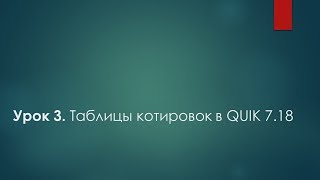 Настройка Quik Урок 3 Таблицы котировок Настройка Quik Урок 3 Таблицы котировок