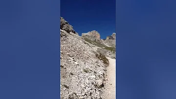 Norwich Terriers - hiking in the Dolomite mountains
