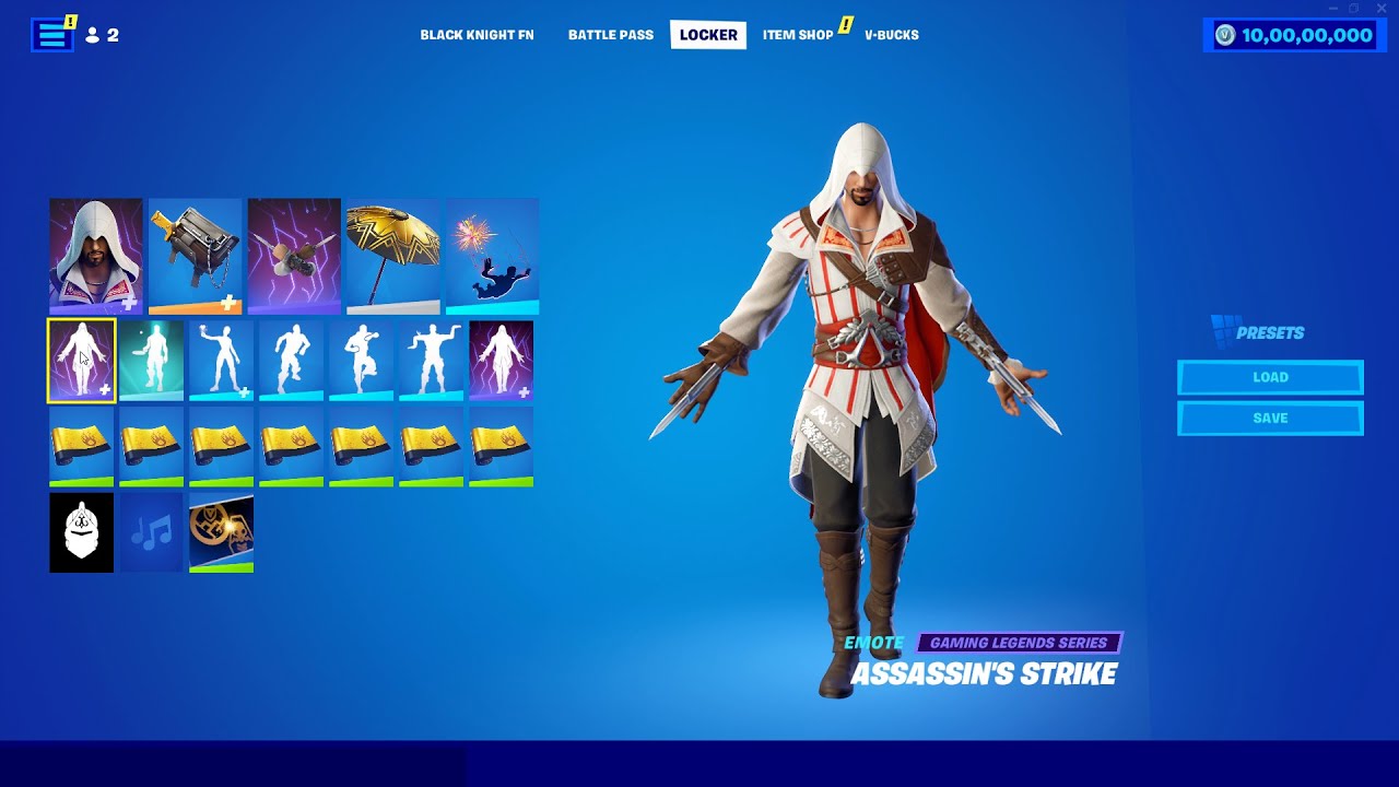 ASSASSINS STRIKE EMOTE EZIO AUDITORE FORTNITE GAMING LEGEND ASSASSINS CREED