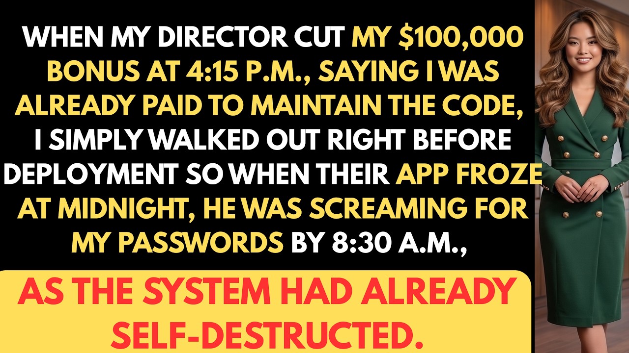 I Left at 4:15 PM When They Stole My Bonus—Their $8.5M App Crashed at Midnight Without My Passwords
