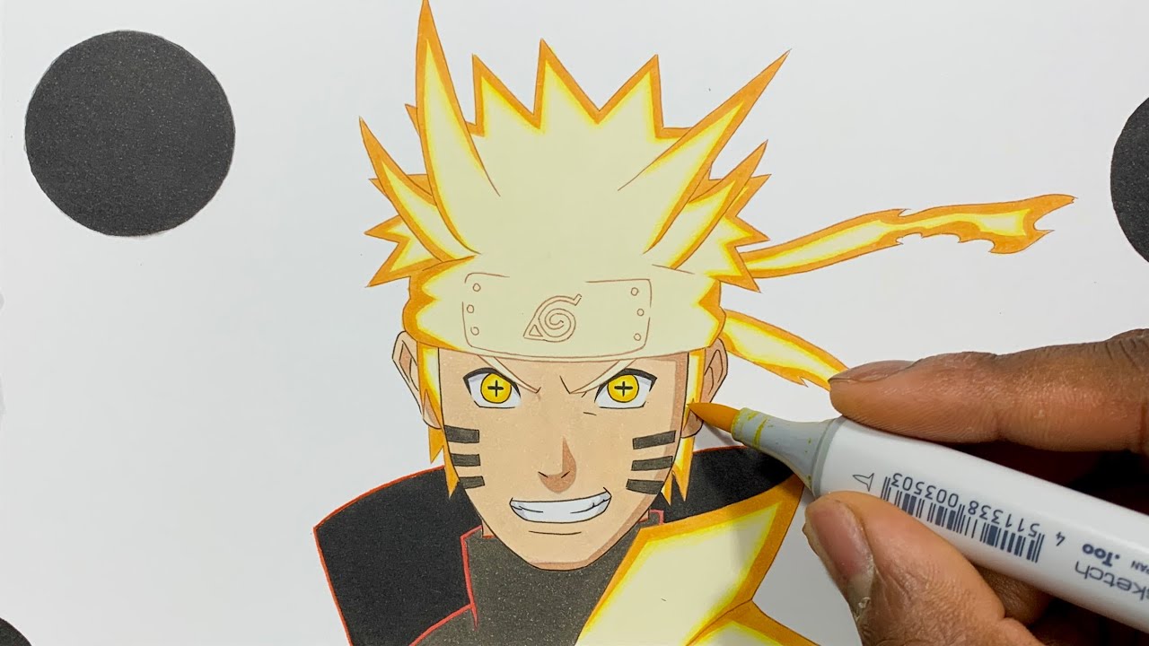 how to draw naruto sage mode with color