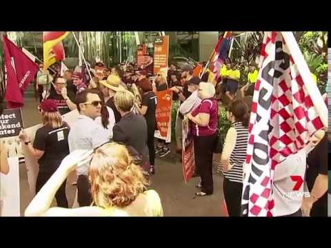 Decision by FWC to cut Sunday rates hits the streets of Brisbane