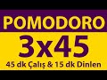 Pomodoro Tekniği | 3 x 45 Dakika | 45 dk Çalış & 15 dk Dinlen | Pomodoro Sayacı | Alarmlı | Müziksiz