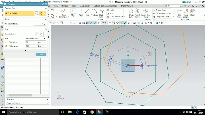 NX UNIGRAPHICS POLYGOAN & ELLIPS 2D HINDI
