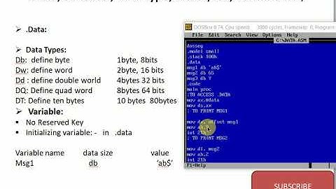 data types, offset lea, terminator, data directive