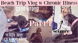 beach trip vlog w chronic illness, my fiancé & service dog; pt 1