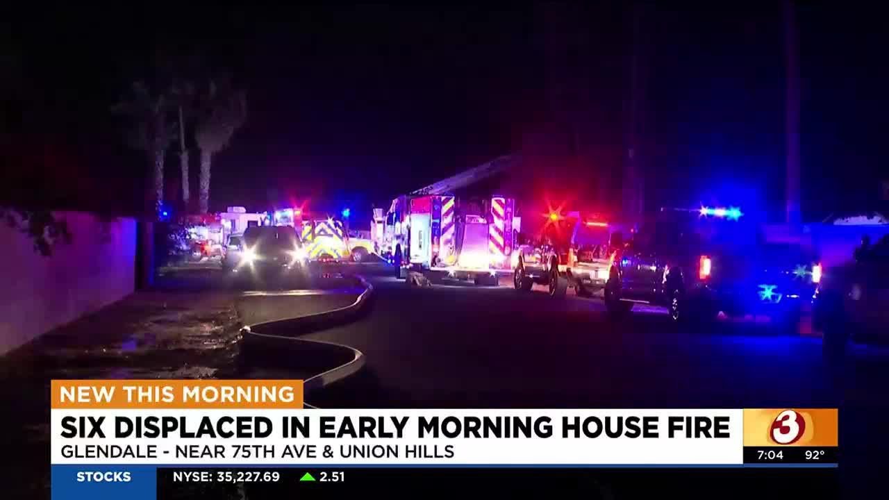 Six displaced in early morning house fire in Glendale - YouTube