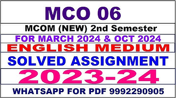 mco 06 (2nd Sem)  solved assignment 2023-24 | mco 6 solved assignment in english 2024 | mco 6 2024