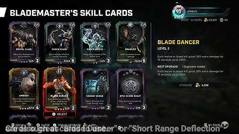 Gears 5 BladeMaster Class Guide - Quick Card Layout
