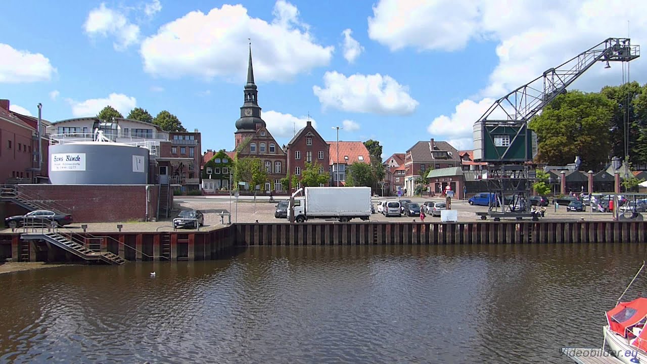 Hansestadt Stade, Blick vom Hafen zur Altstadt, Kirche St. Cosmae - Full HD (1080p) Video 1080p 144hz
