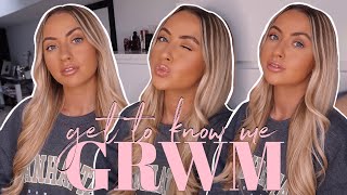 GRWM &amp; GET TO KNOW ME! my every day make up &amp; me just waffling for 20 minutes straight x